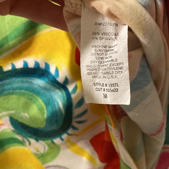 Leo narducci medium viscose blend tank blouse colorful fun pattern RARE - Picture 4 of 5